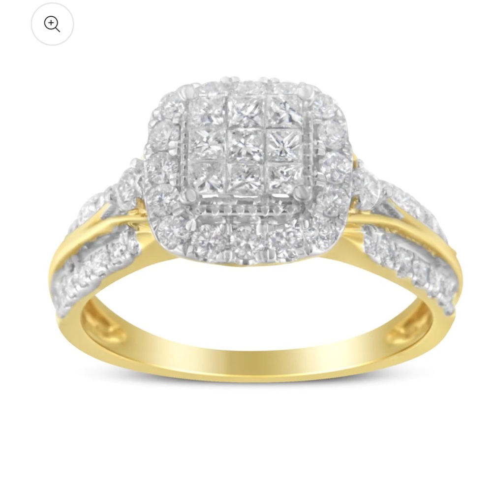 Haus of Brilliance 10K Yellow Gold Diamond Cushion-Shape Halo 3-Band Ring Sz 7